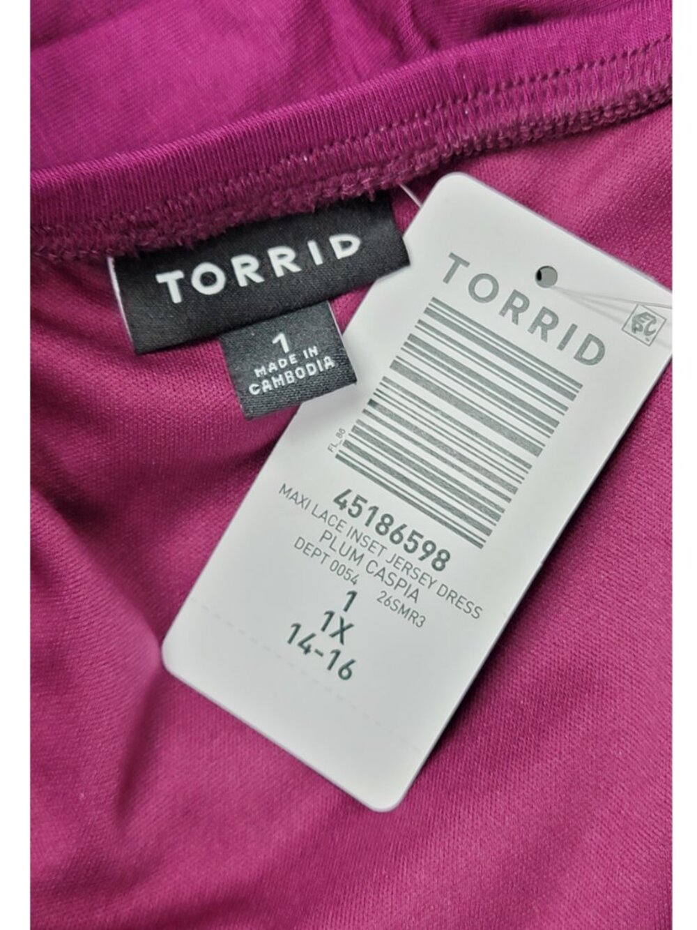 NWT Torrid 1 Plum Caspia Sweetheart Lace Inset Maxi Dress 1X 14 16 - Picture 10 of 12